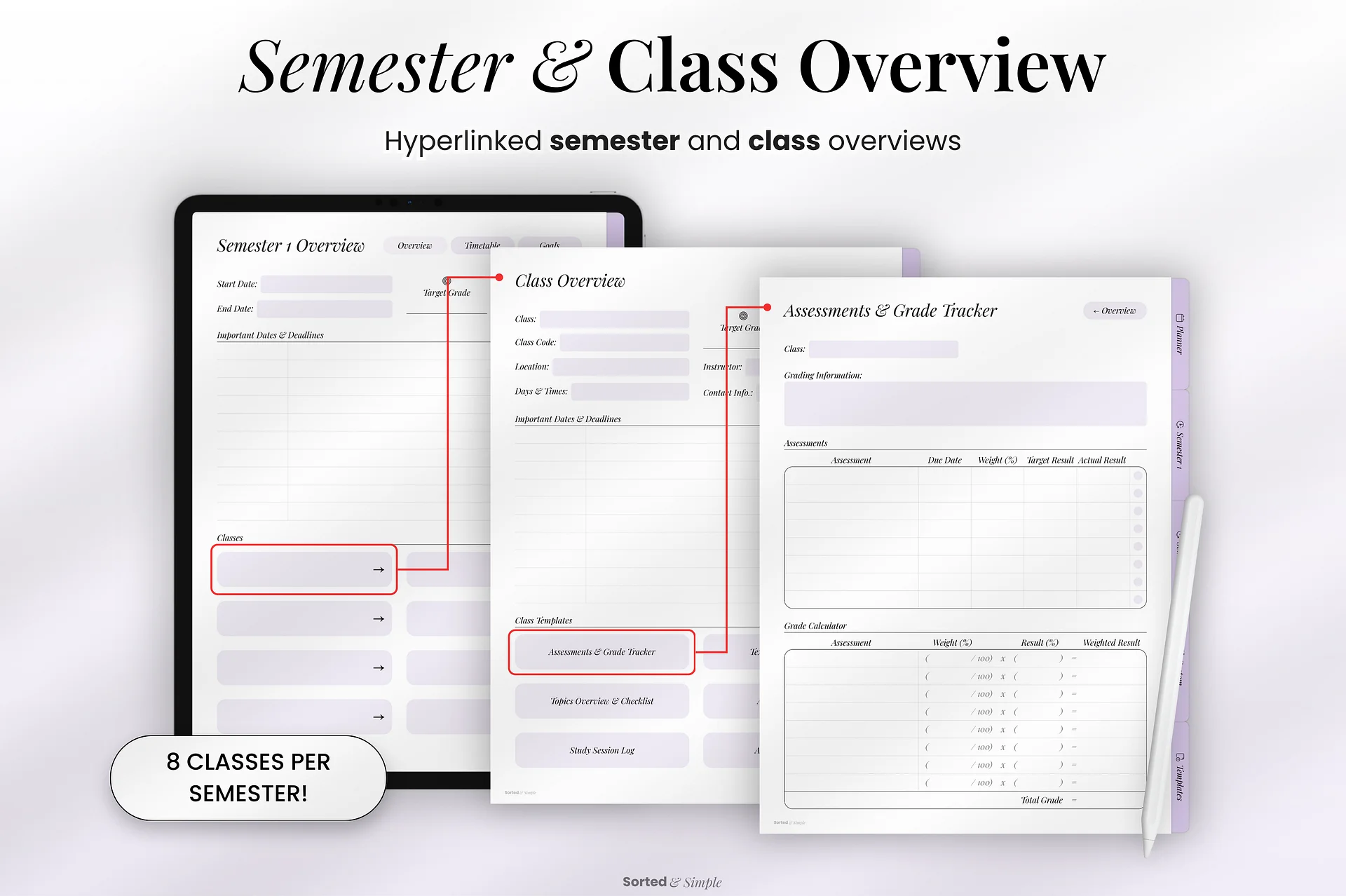 2026/2027 Mid-Year Student Digital Planner Portrait - Lavender product image (3)