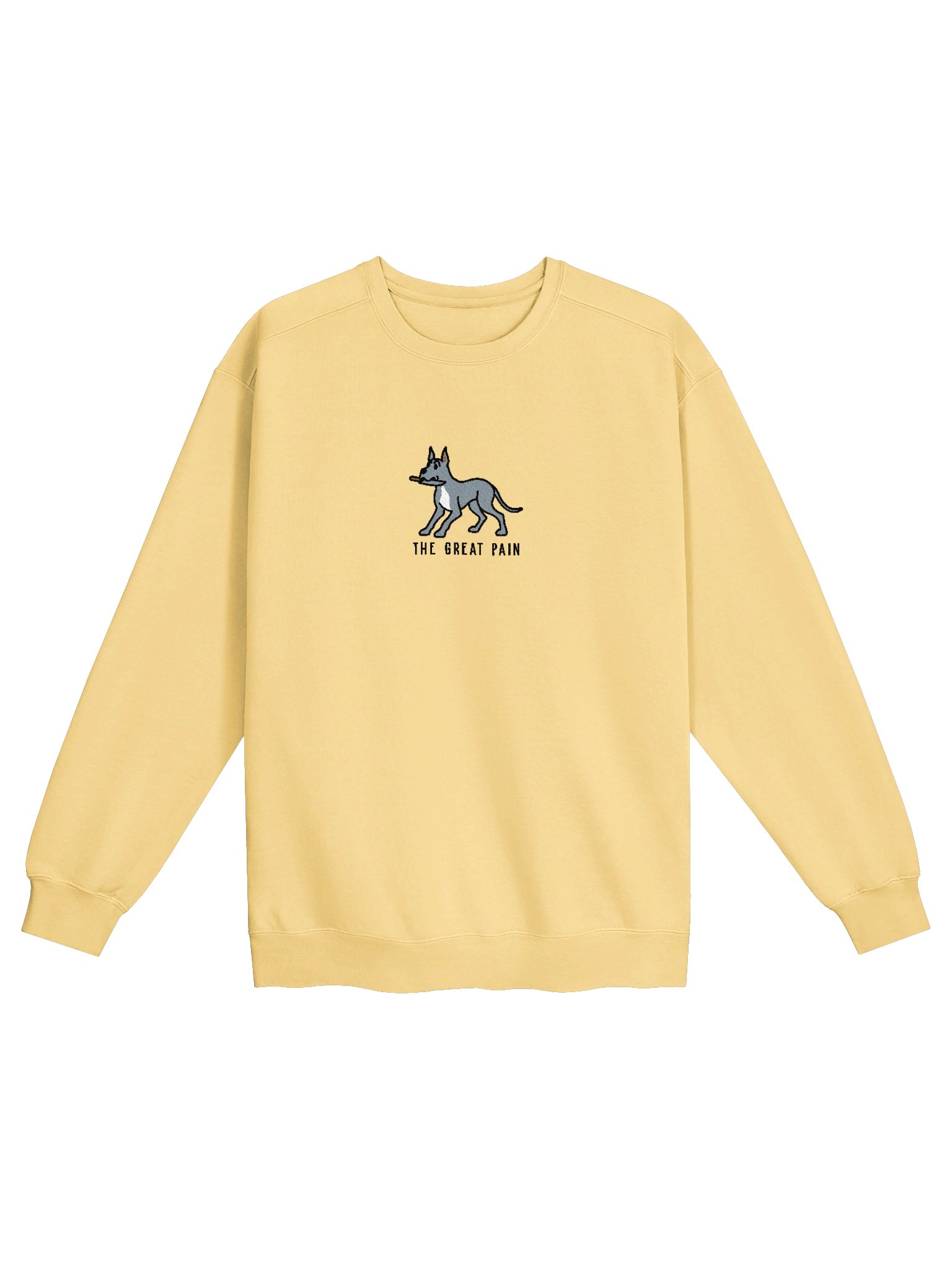 The Great Pain Funny Chibi-Style Embroidered Premium Sweatshirt for Great Dane(Blue, Cropped Ears) Owners product image (41)