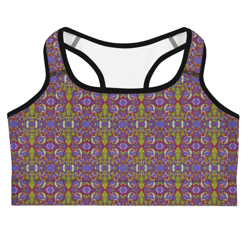 Pepper Spark – Vibrant Mosaic Pattern Basic Sports Bra product image (2)