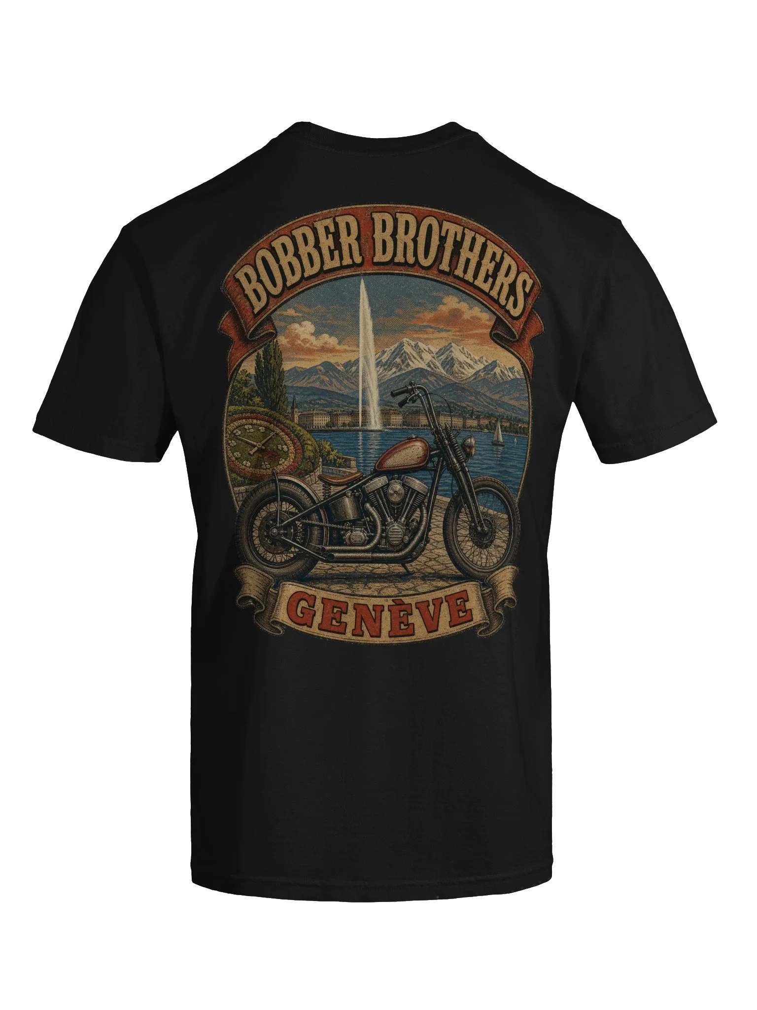 Genève motorcycle t-shirt design by Bobber Brothers
