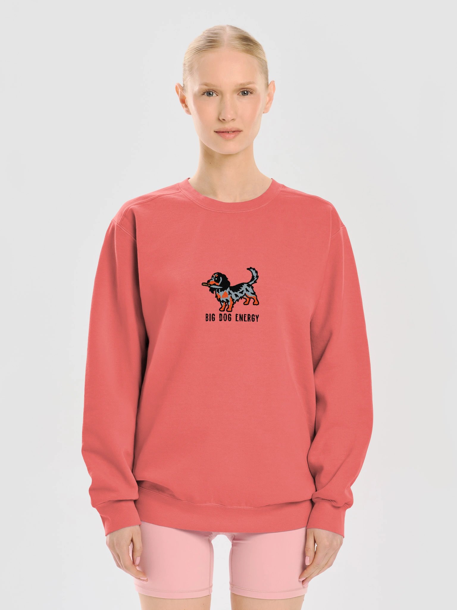 Big Dog Energy Funny Chibi-Style Embroidered Premium Sweatshirt for Longhaired Dachshund(Dapple) Owners product image (21)