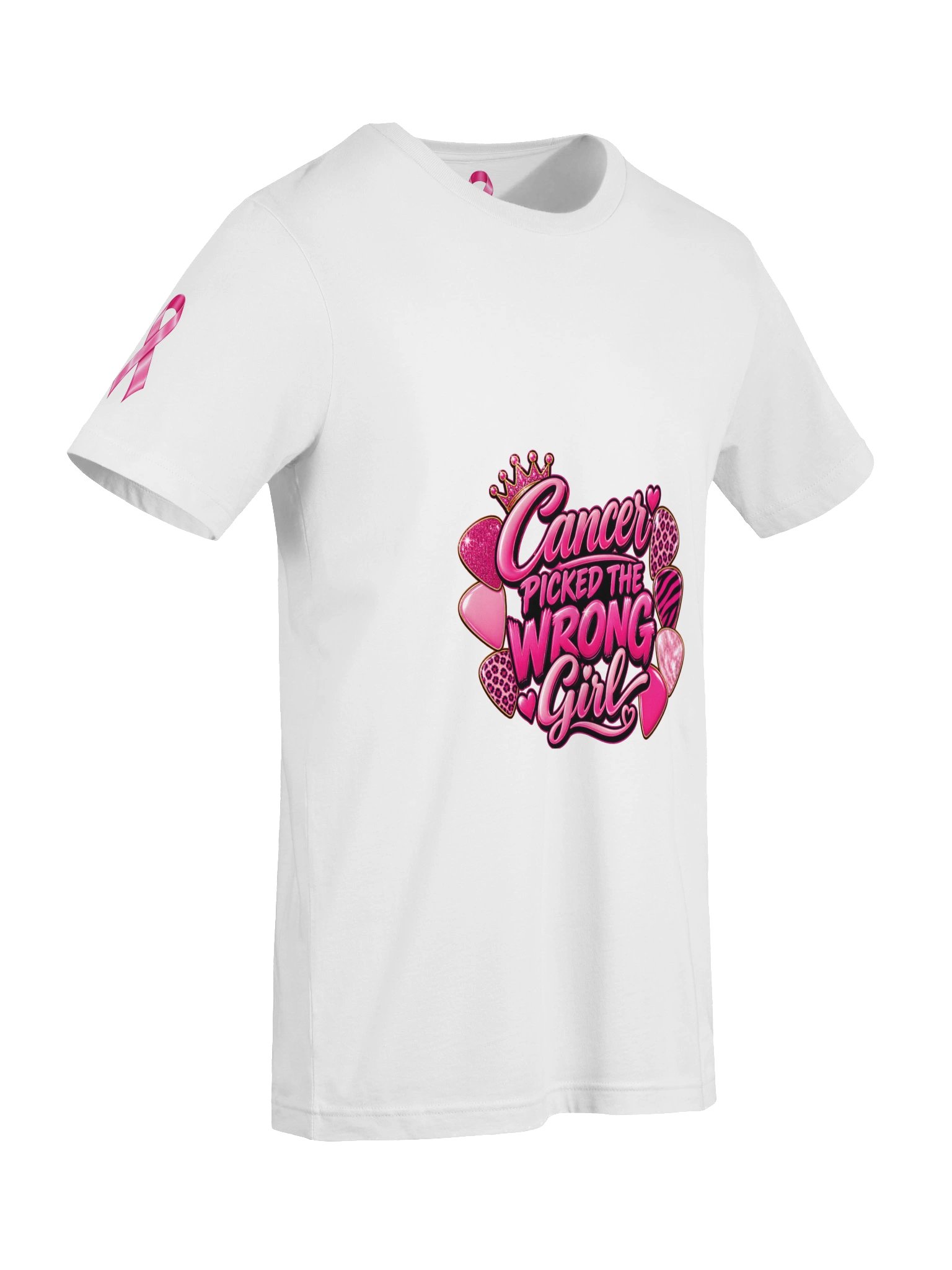Cancer Picked the Wrong Girl Pink Heart Tee product image (72)