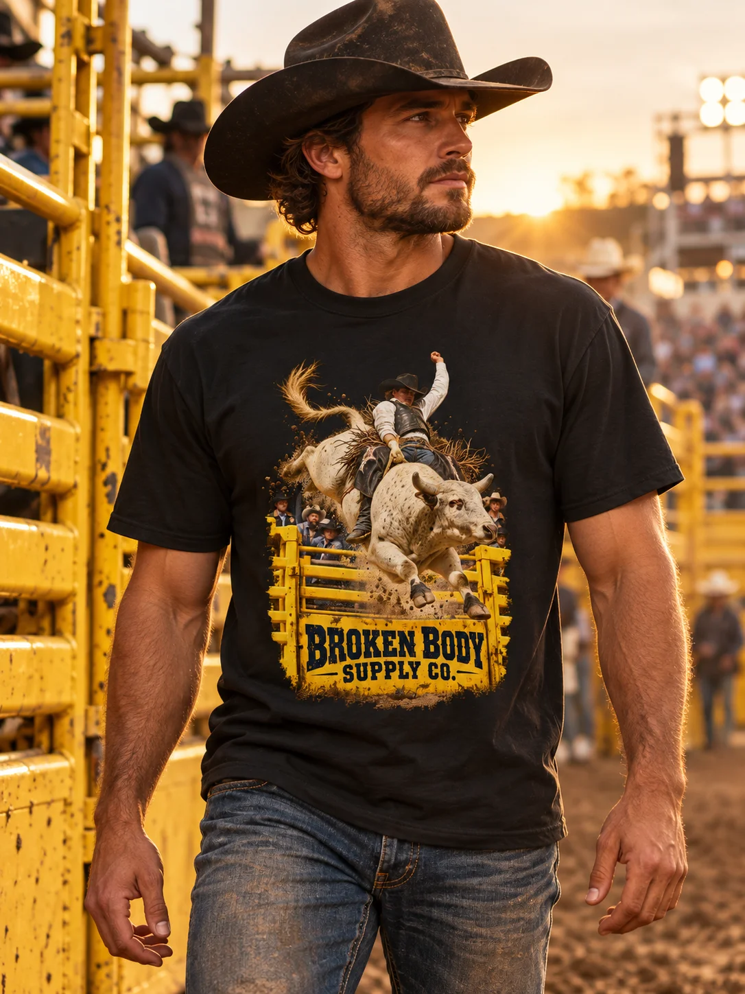 Bull Riding Shirt — Hold On White Bull Rodeo Tee | Broken Roughstock™ product image (1)