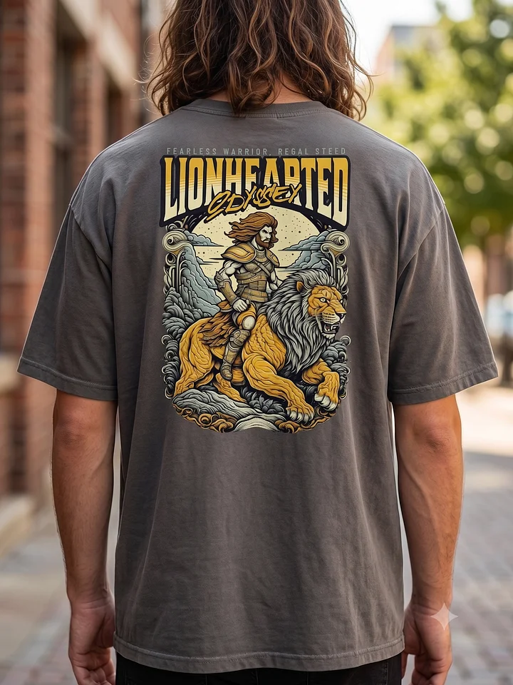Lionhearted Odyssey Graphic Tee - Warrior & Lion Vintage Streetwear Oversized T-Shirt product image (1)