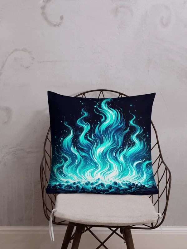 Blue Flame Fantasy Premium Pillow | AI Design product image (1)