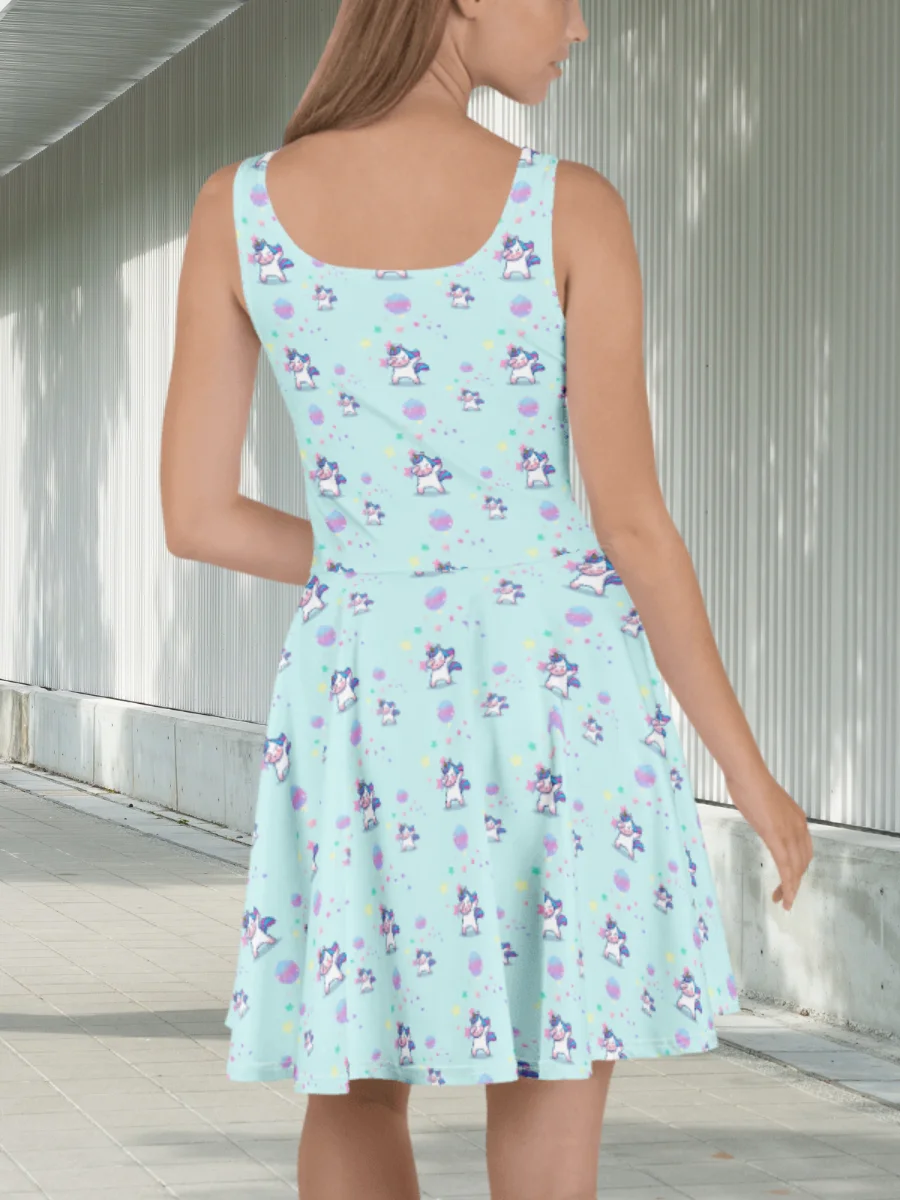 Disco Dabbing Unicorn Skater Dress product image (4)