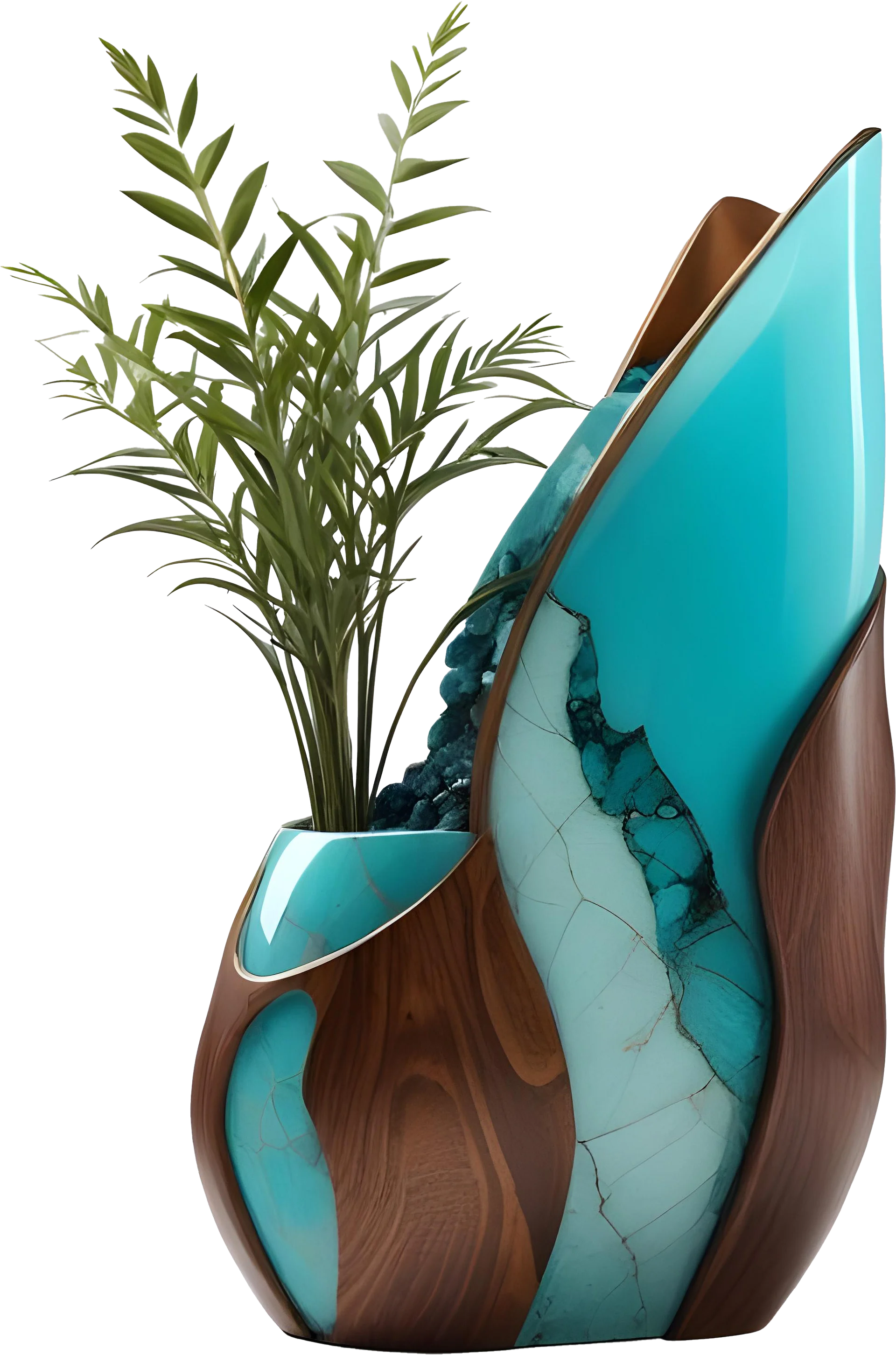 Turquoise Art Deco Style Vase, PNG product image (1)