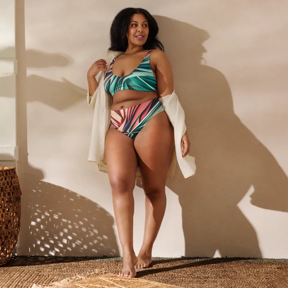 TDS Music Recycled High Waisted Bikini Set in Abstract Colors (XS-3XL) product image (1)