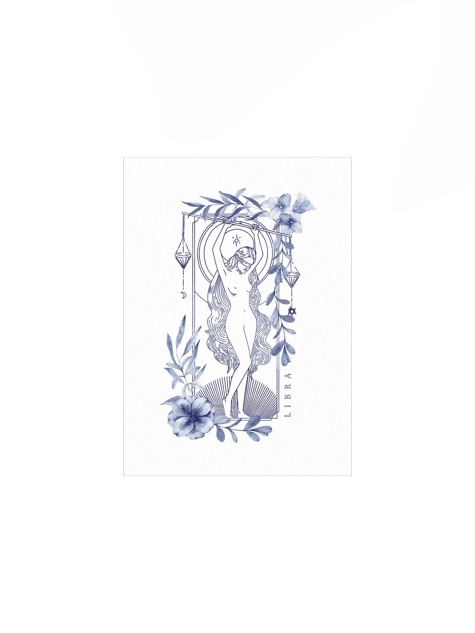 Libra Blue Line Art Zodiac Print product image (3)