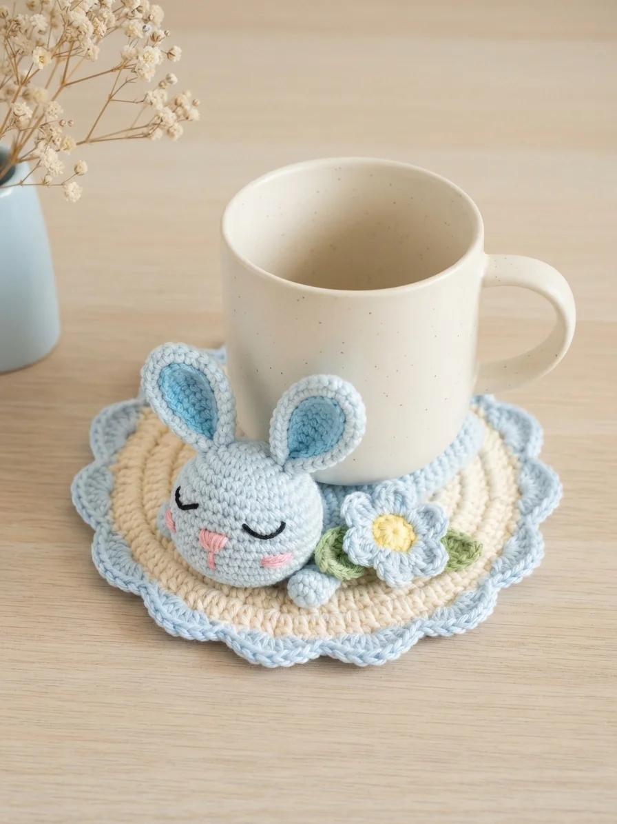 Sleeping Bunny Crochet Coaster Pattern product image (9)