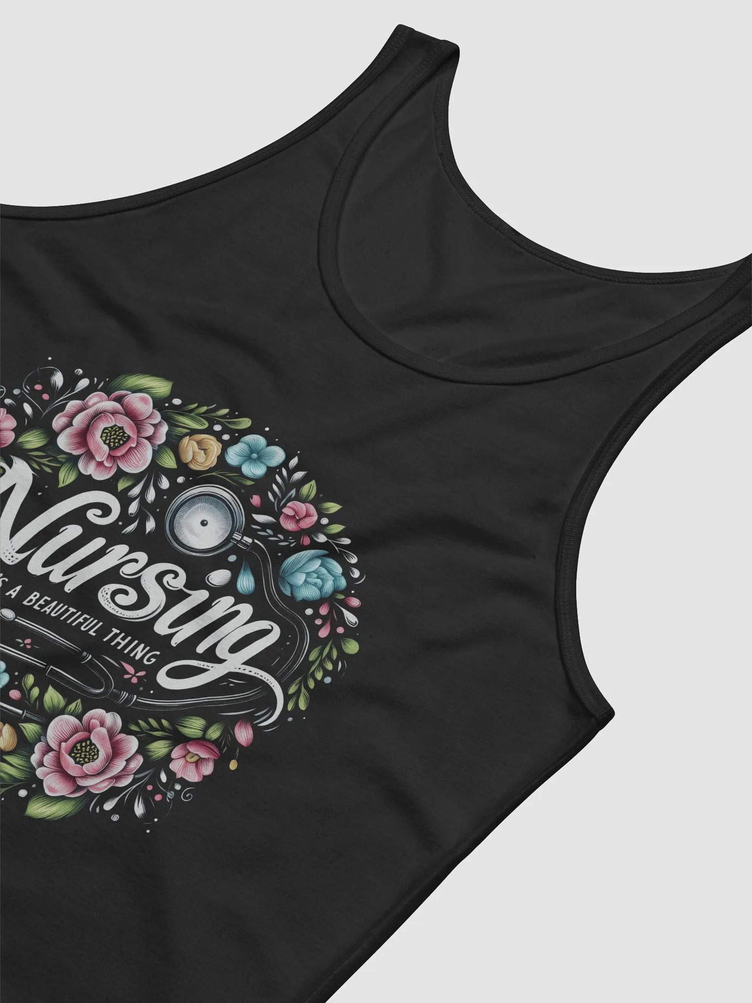 Nursing is a Beautiful Thing Tank, Floral Nursing Stethoscope product image (24)