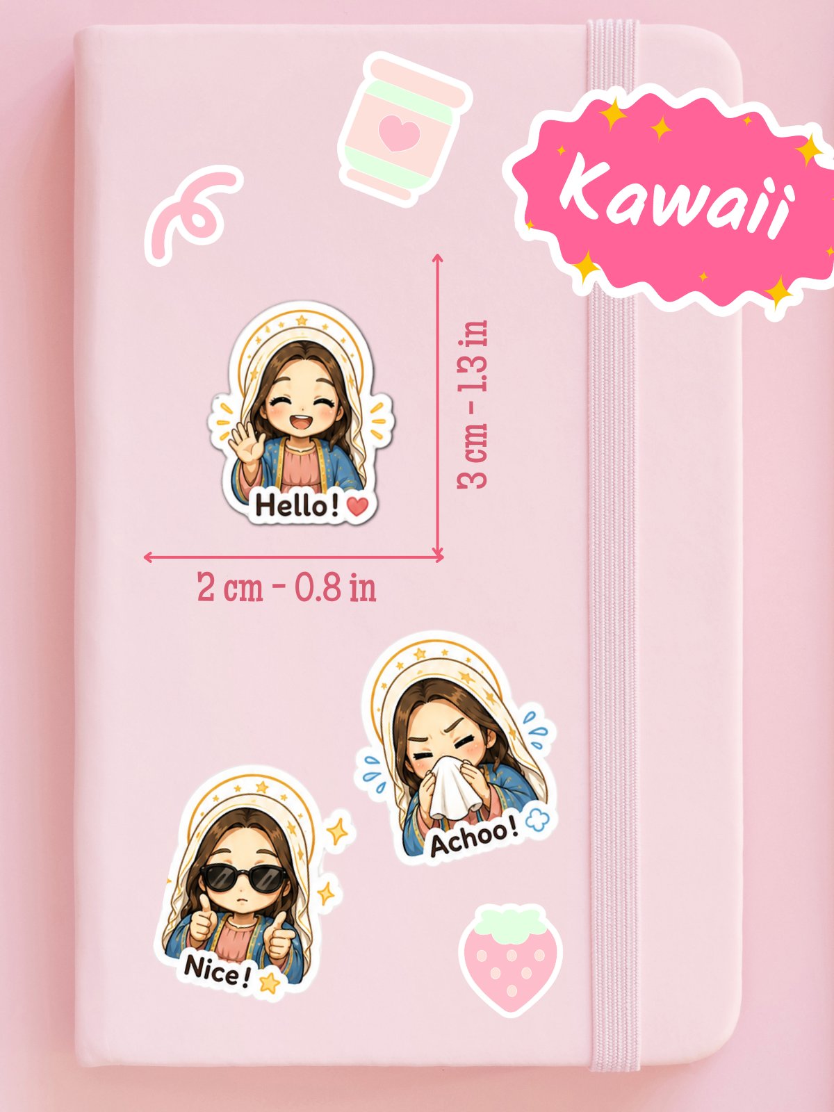 Chibi Mary Moods Sticker Sheet | Matte Vinyl Journal Stickers (15 Mini Expressions) product image (1)