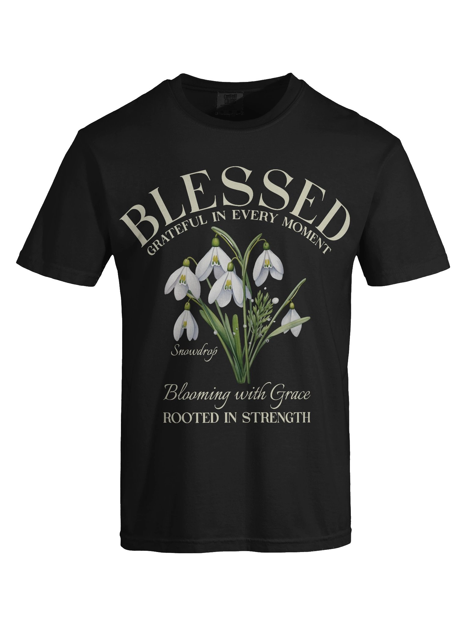January Blessed Snowdrop Flower Shirt – Blooming with Grace, Rooted in Strength Graphic Tee product image (8)