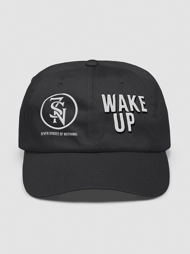 “Wake Up” embroidered dad hat – classic black alt cap from Seven Shades of Nothing – Yupoong Chino Twill product image (4)