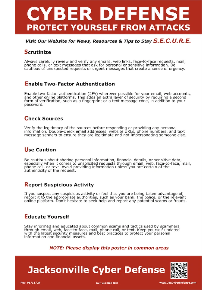 Cyber Defense Poster - 11x17, Color, Laminated product image (1)