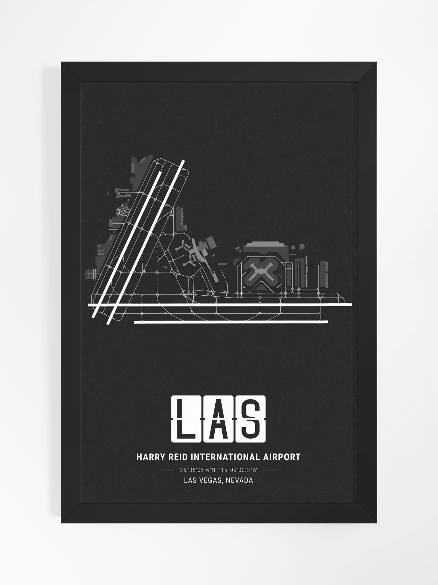 Framed Airport LAS Premium Map On Matt Paper product image (2)