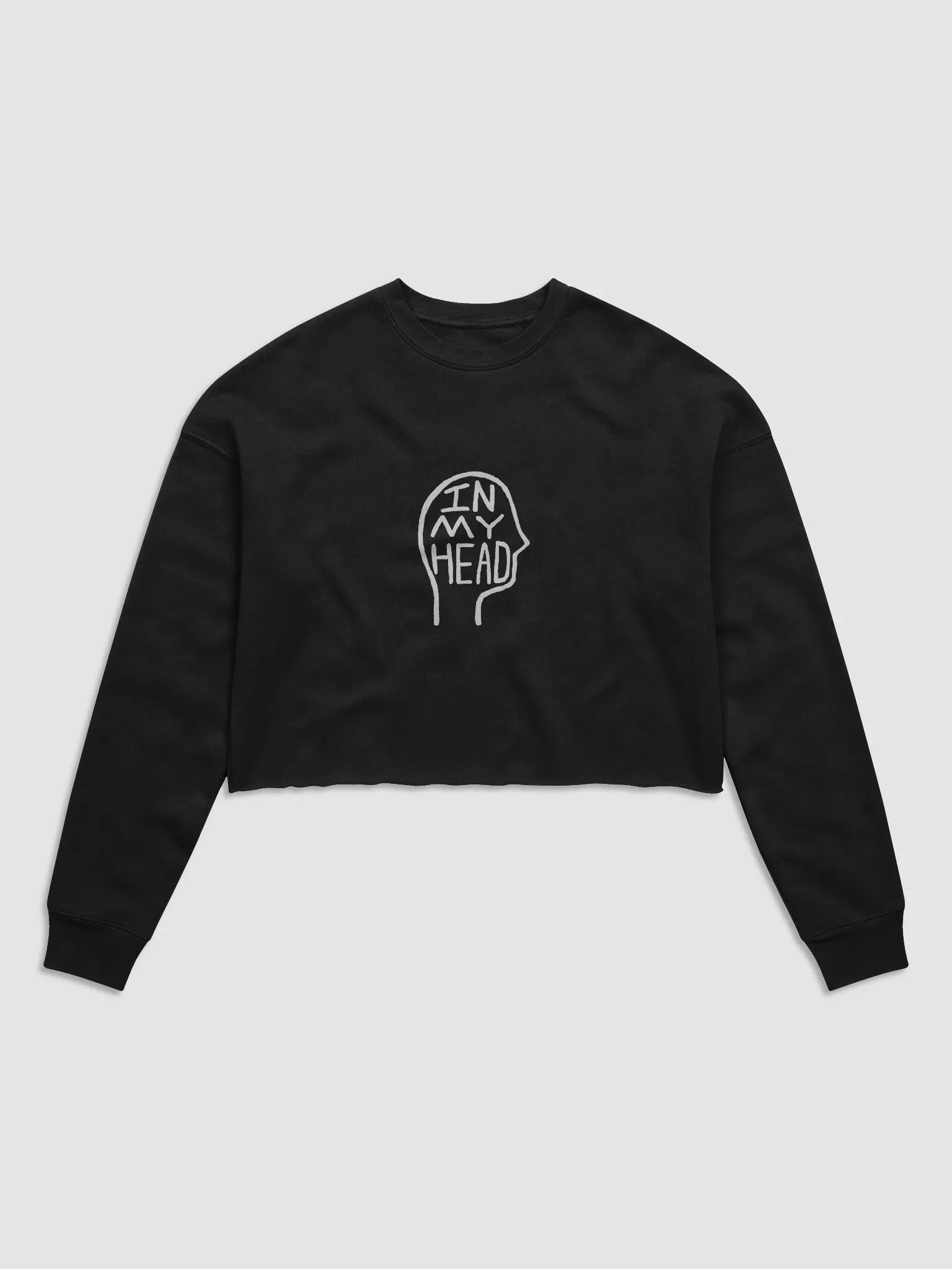 In My Head (white design) Women's Fleece Crop Sweatshirt product image (2)