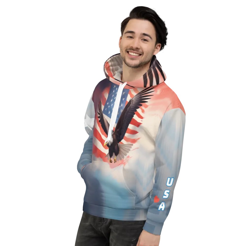 Flying Bald Eagel/All-Over Print Recycled Unisex Hoodie by Sublicolor product image (1)