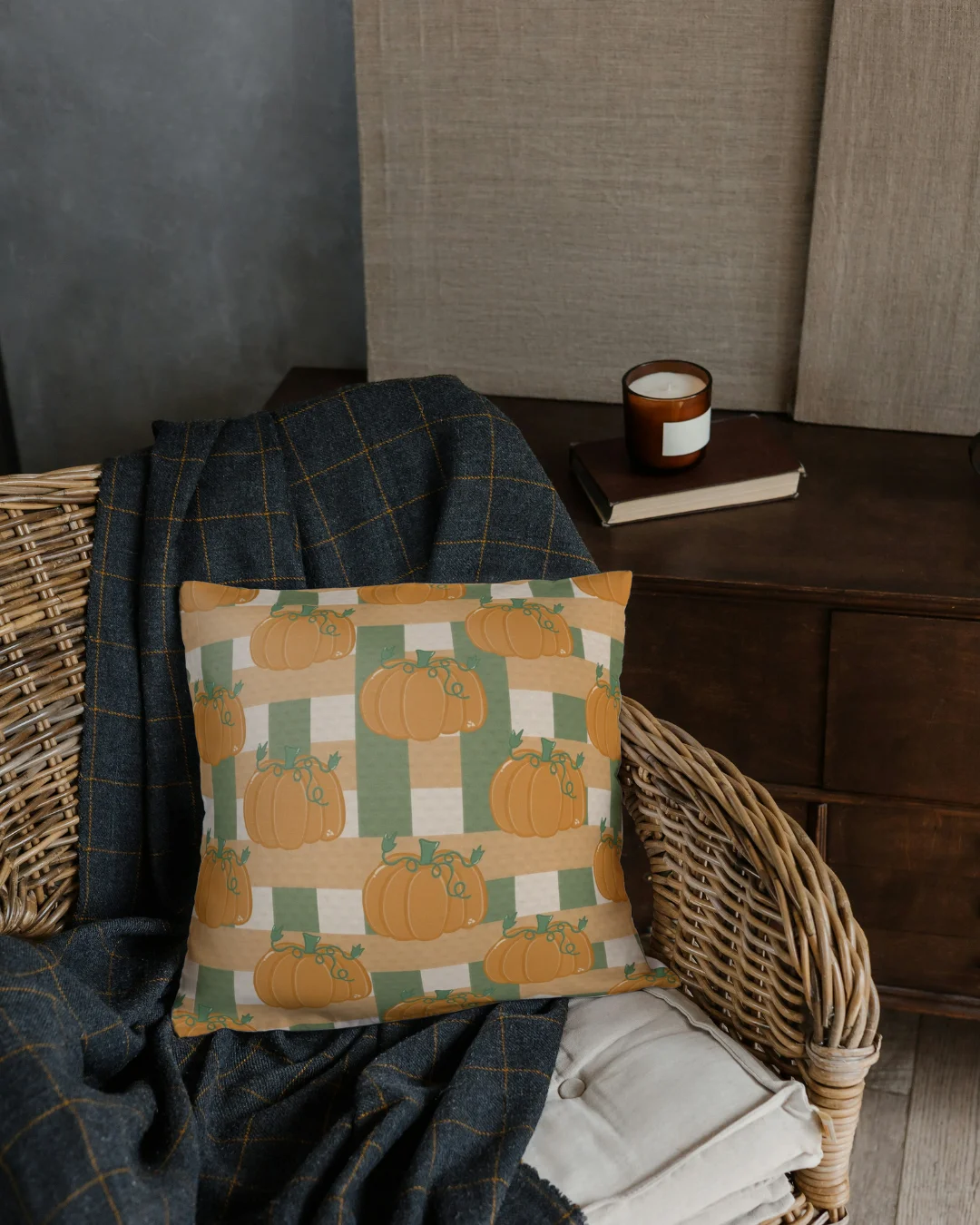 Pumpkin Plaid Pattern Pillow product image (1)
