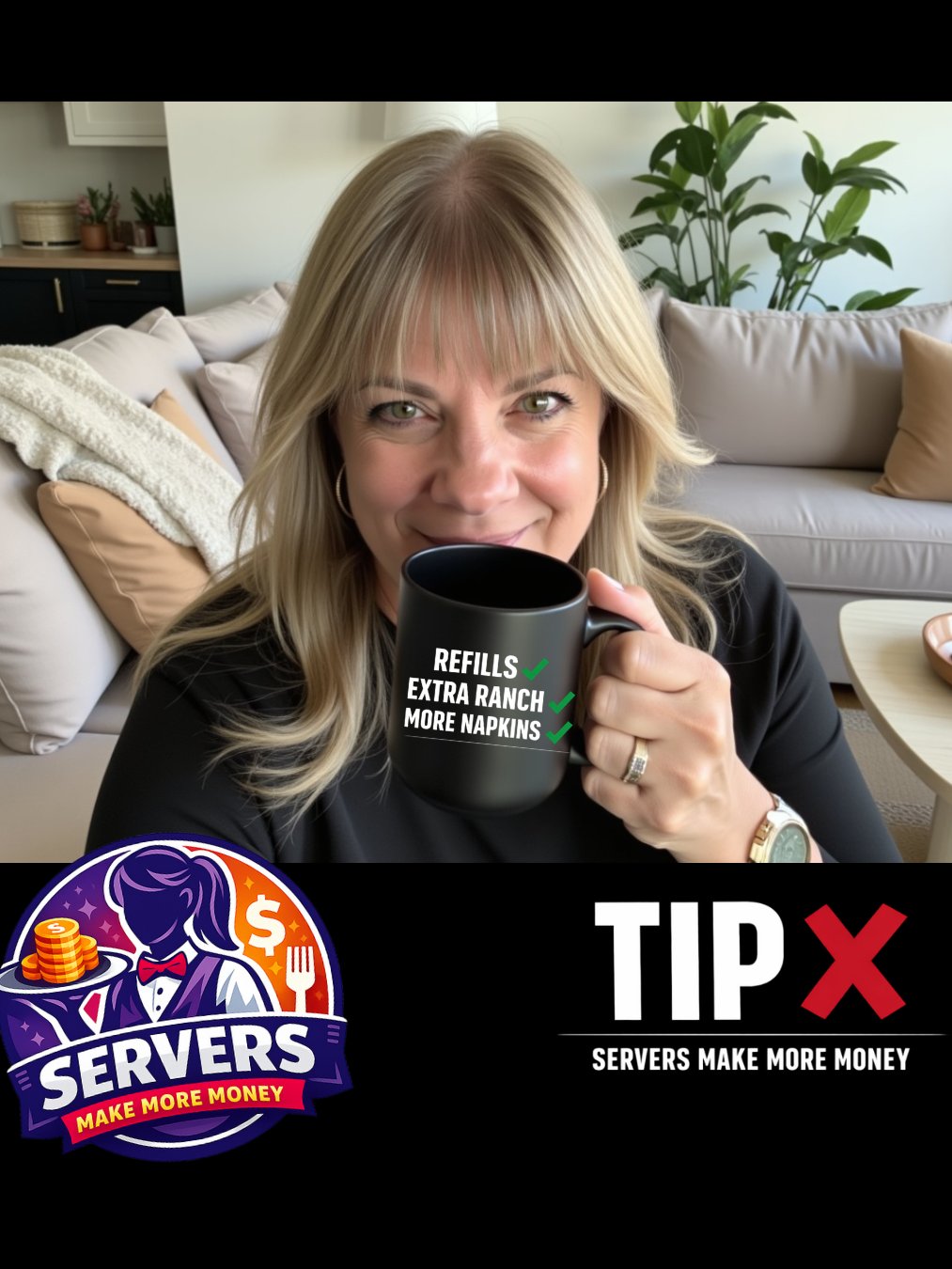 Napkins Yes, Tip No Black Mug | Funny Server Coffee Mug product image (1)