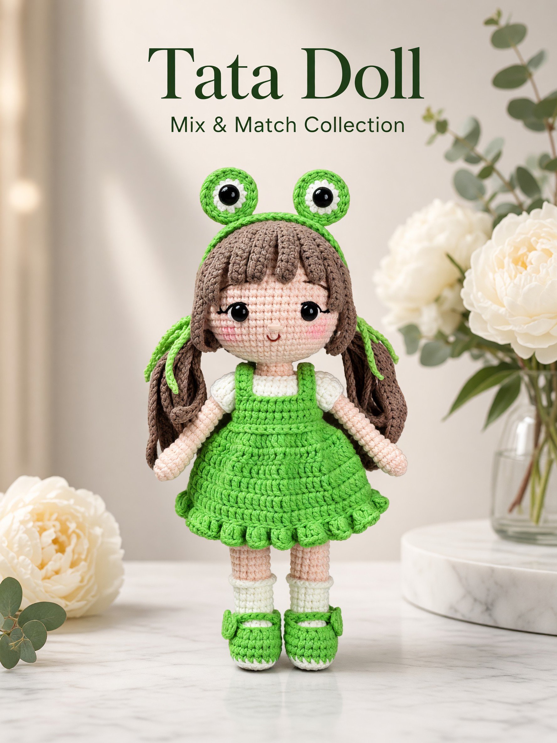 PDF | Crochet 9-inch Tata Doll in Frog Outfit | Amigurumi Doll Pattern product image (1)