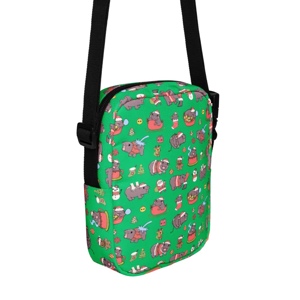 MOODENG'S GREEN CHRISTMAS UTILITY CROSSBODY BAG! product image (2)