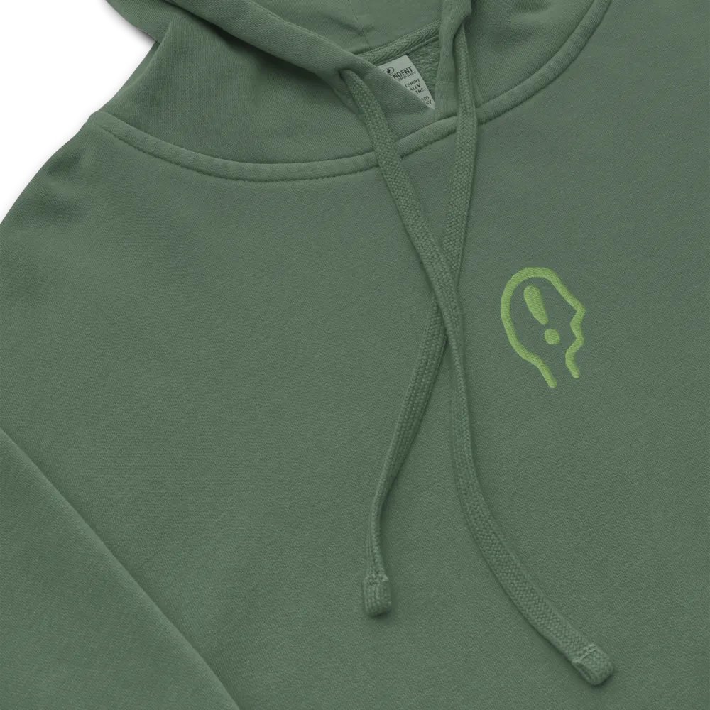 EXCLAIMING MENTALLY (C. light green) embroidered pigment hoodie product image (1)