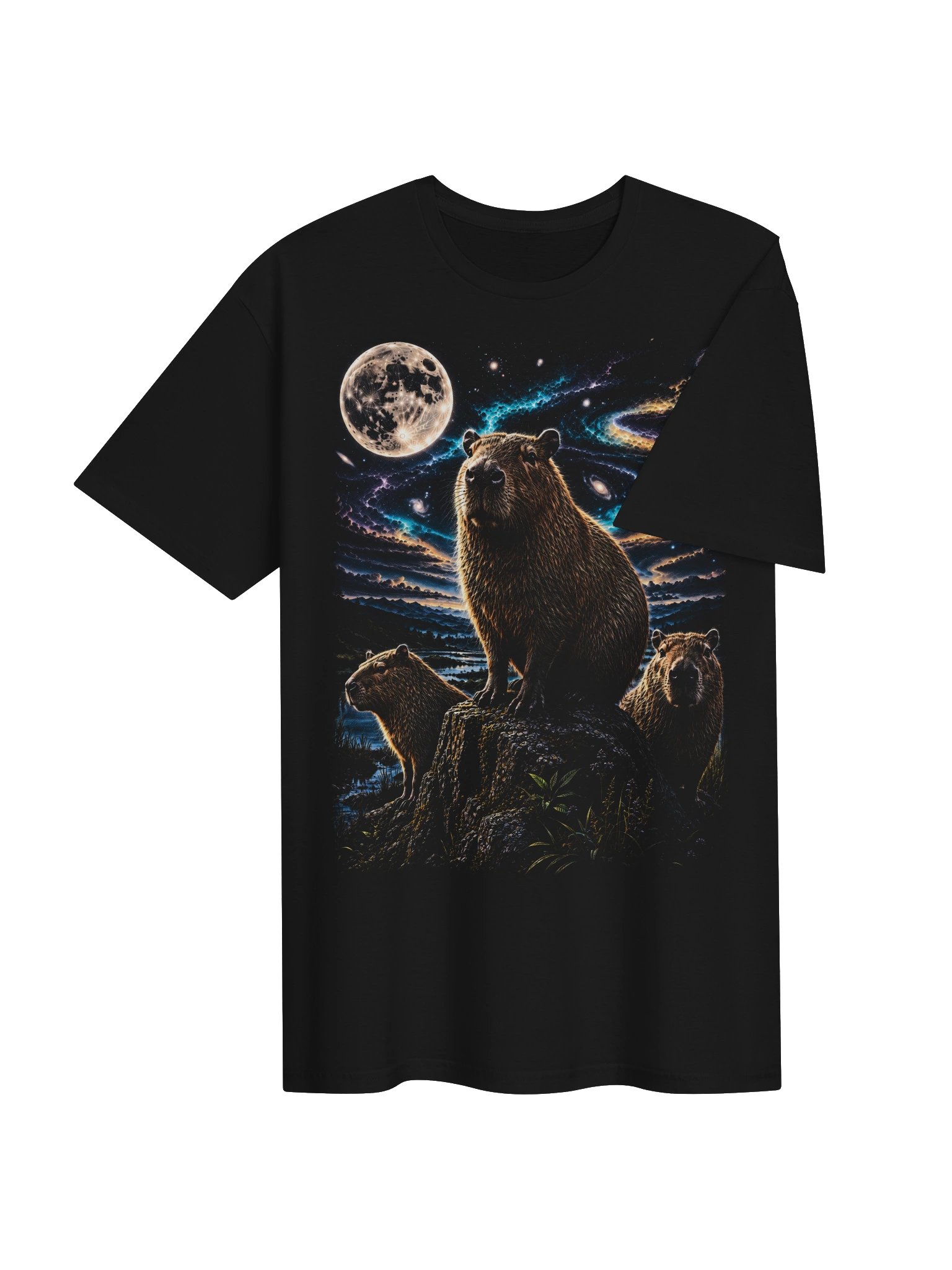 Capybara Howling Moon Tshirt | Unexpected Legends Shirt product image (3)