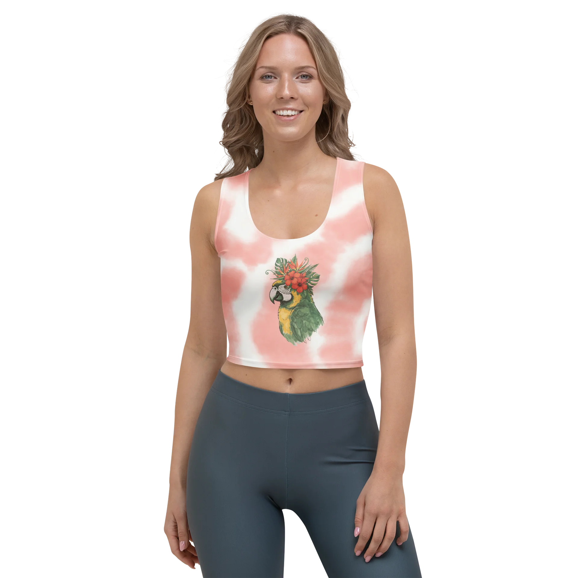 Flower-Crowned Bird Pink Spiral Crop Top product image (1)