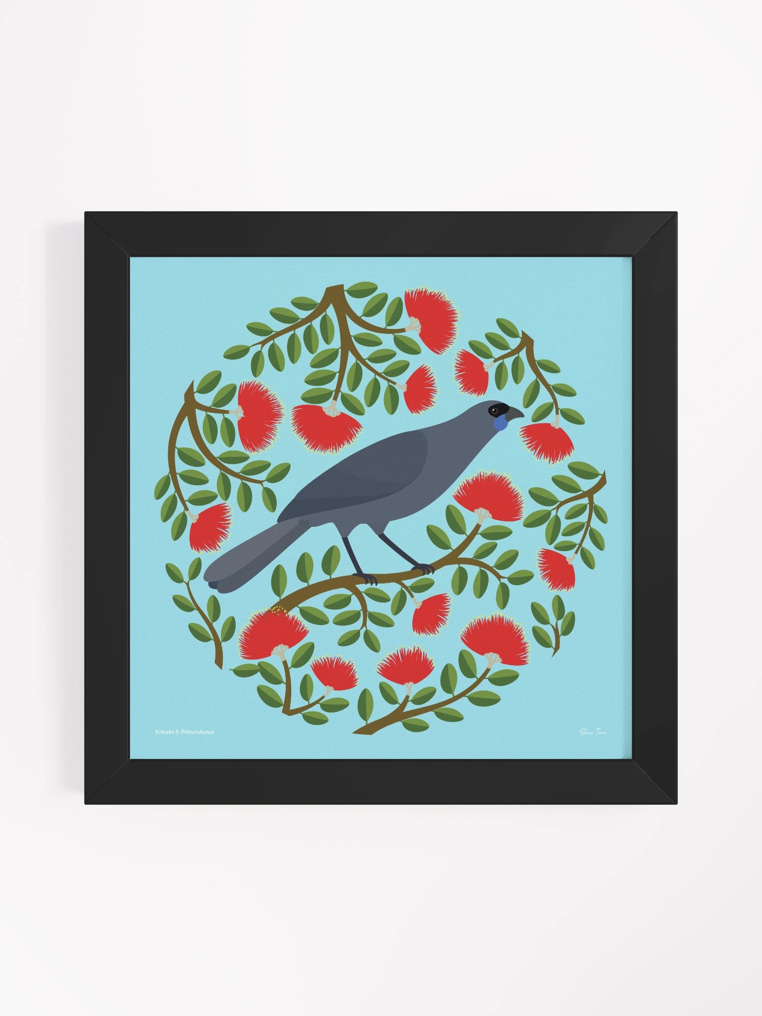 Kōkako in Pōhutukawa Framed Wall Art product image (1)