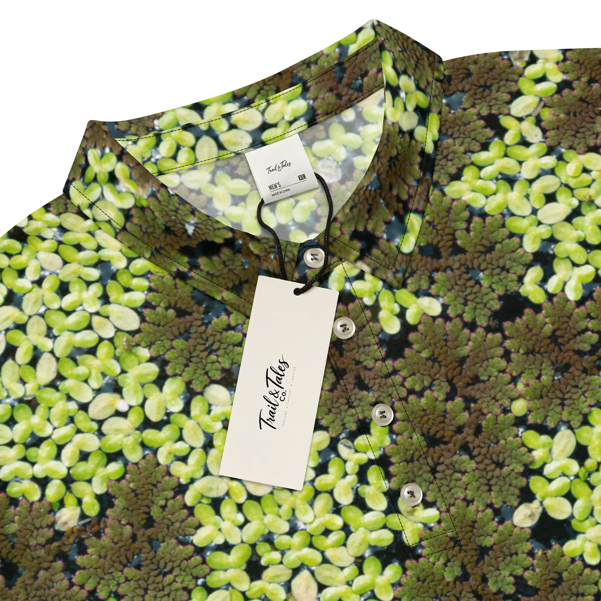 Verdant Life Light Men's All-Over Print Tropical Foliage Slim Fit Polo Shirt product image (4)