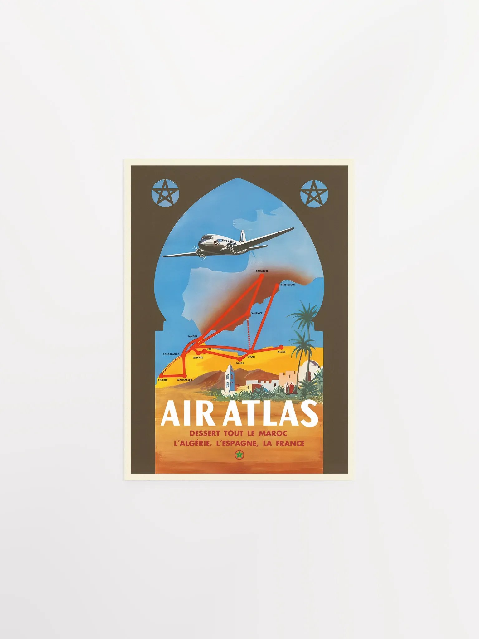 Morocco, Air Atlas, 1950s — retro travel poster, vintage travel print product image (7)