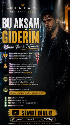 Bu akşam giderim…
Kimse beni tutamaz.
Çünkü insan bazen gitmeden önce çoktan tükenmiştir. 🖤

🎧 Şimdi dinle:
https://youtu.be/...