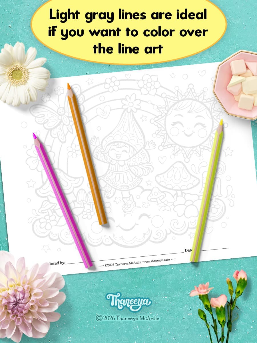 Cute Girl Gnome - Single Coloring Page product image (2)