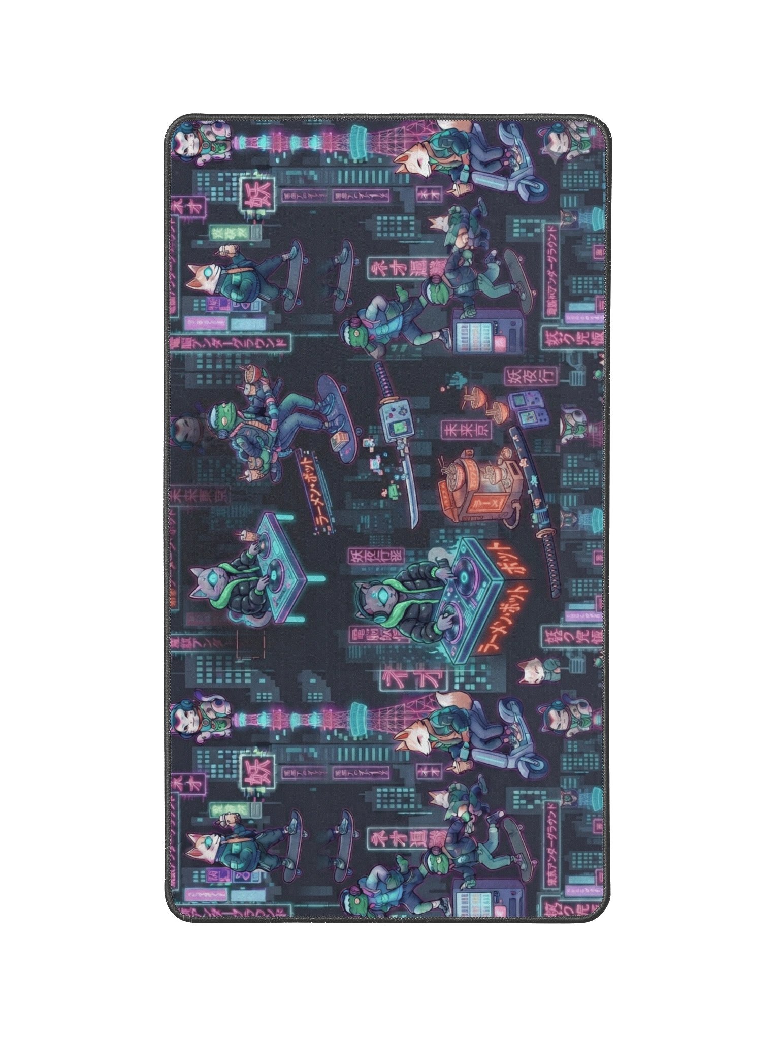 Compact Urban Yōkai Neon Desk Mat - 12" x 22" Gaming Pad product image (1)