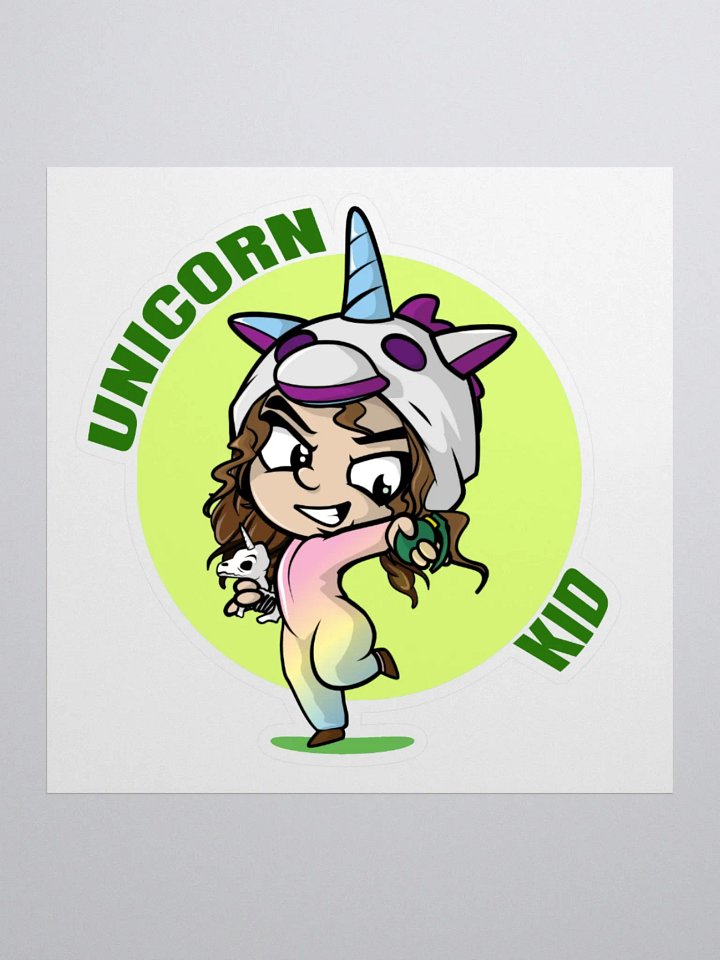 Unicorn Kid Kiss-Cut Sticker Green product image (2)
