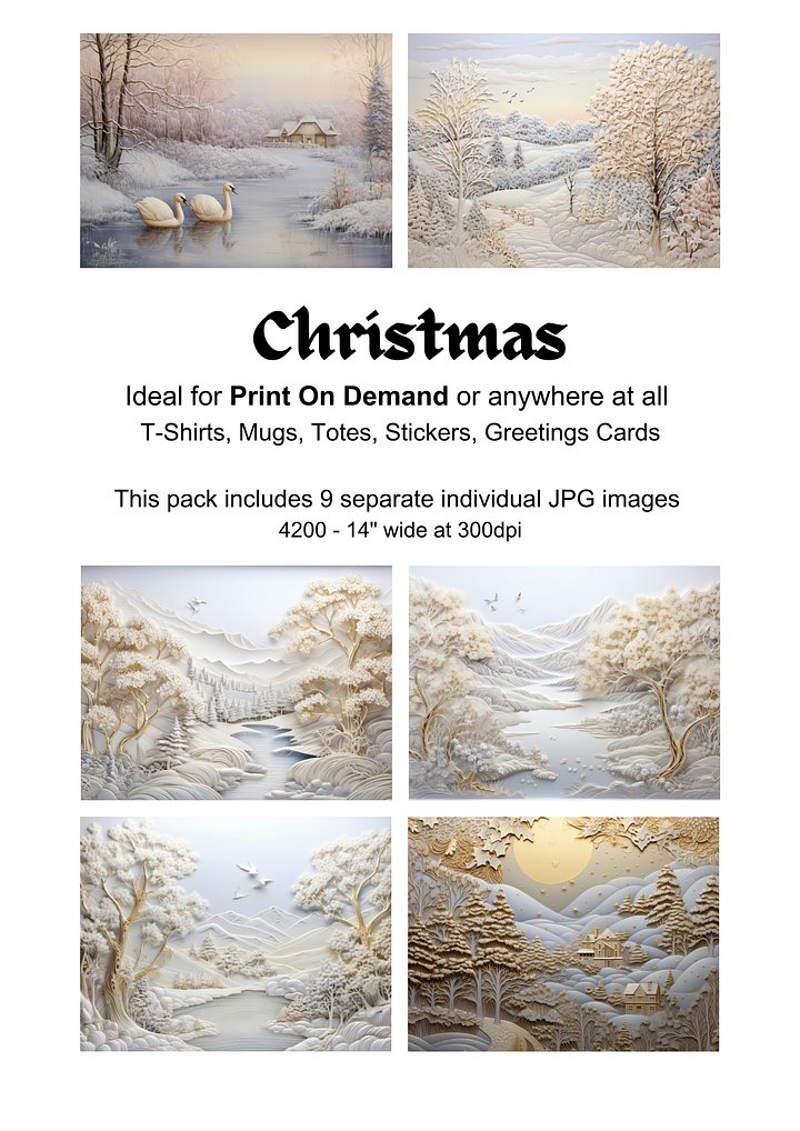 9 "Christmas Landscapes" Clipart Image Bundle product image (1)