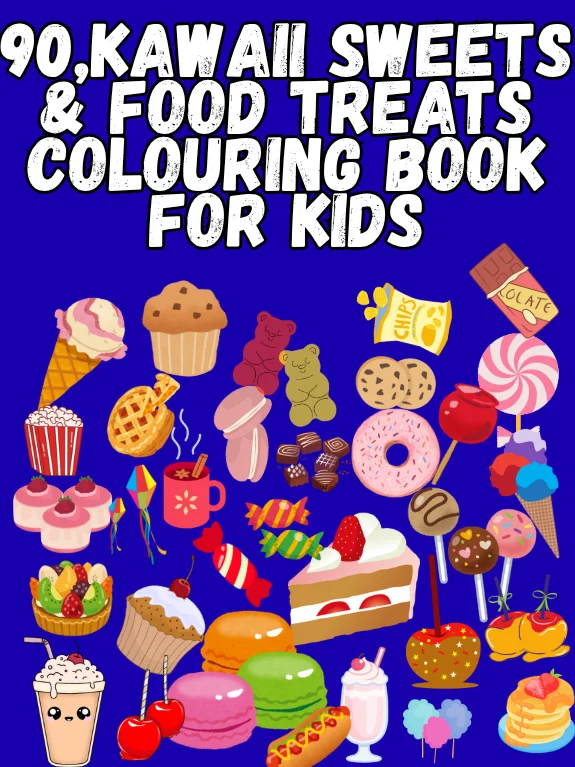 90, Kawaii Sweets & Food Treats Colouring Book for Kids product image (1)