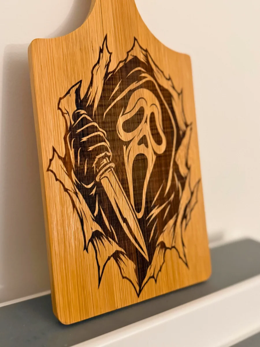 Scream Ghostface Engraved Wooden Paddle Sign | Horror Halloween Wall Decor product image (1)