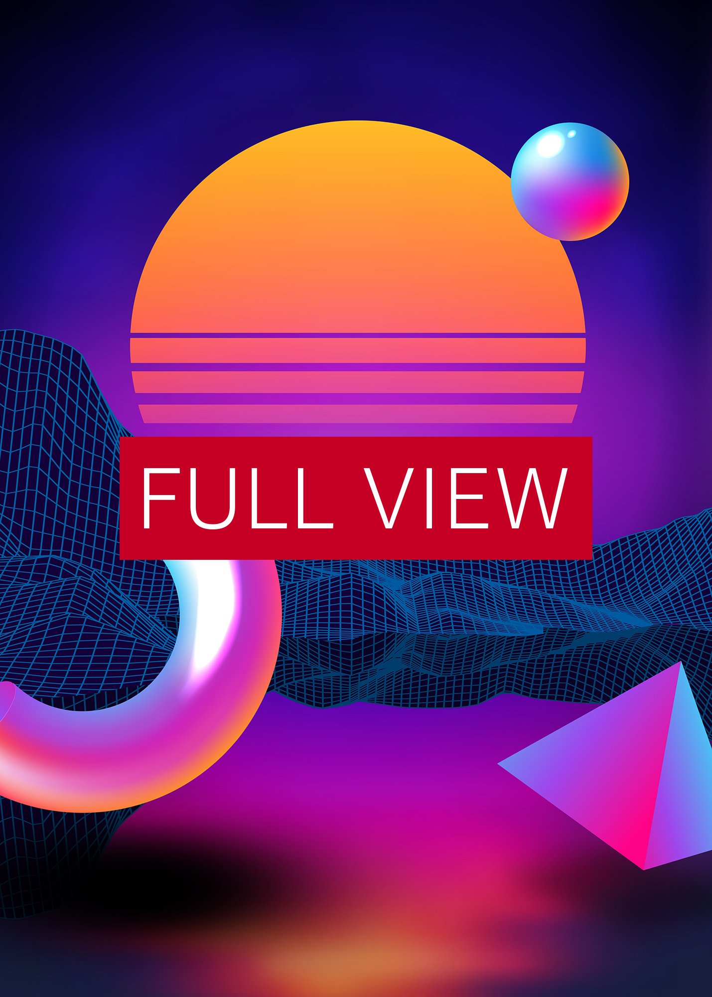 Neon sunset, geometric figures [synthwave/vaporwave/cyberpunk] — aesthetic art print product image (3)
