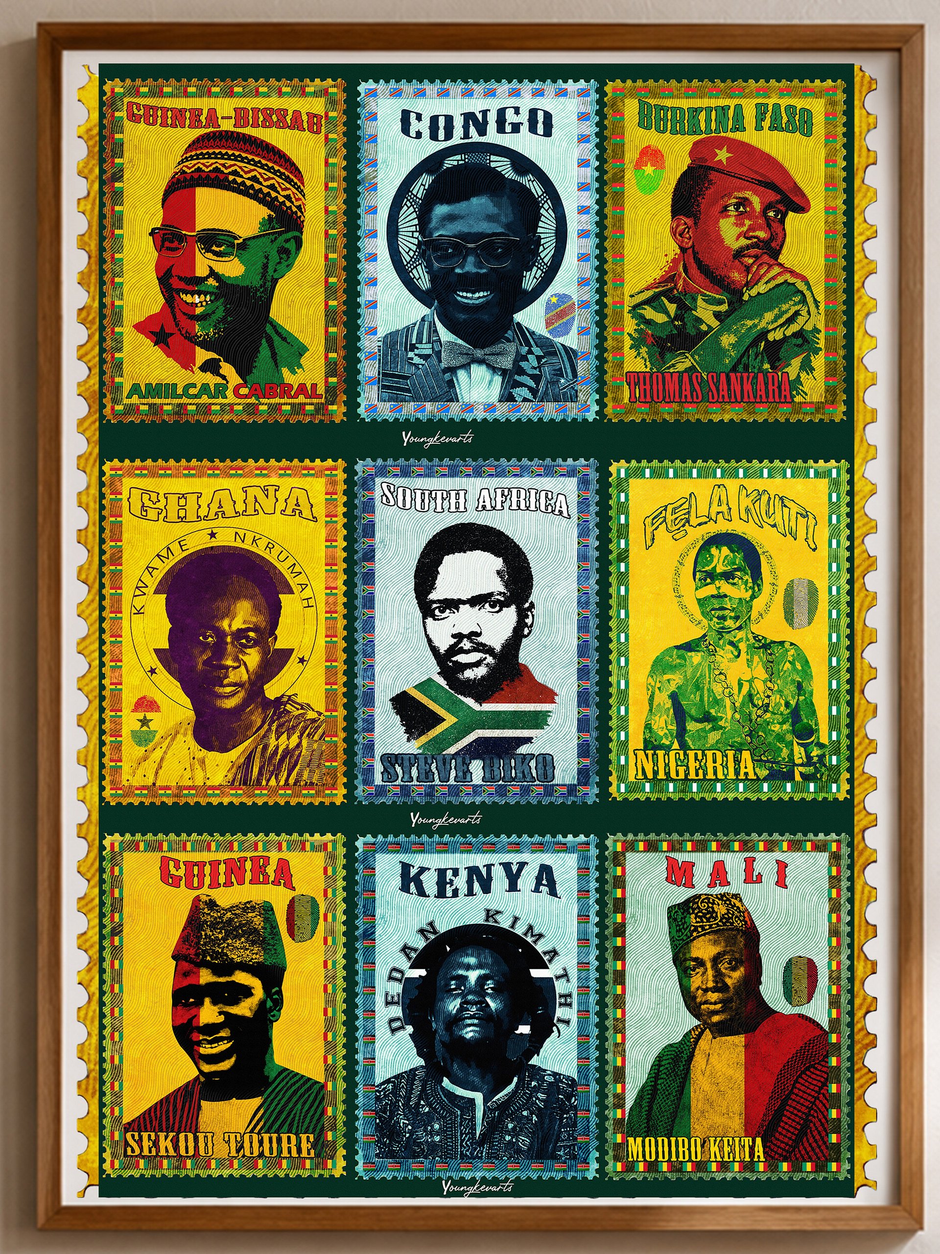 Pan-African Vintage Postage Stamp Collage | Gallery set of 9 product image (1)