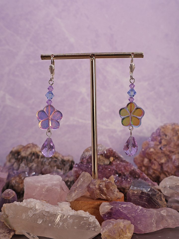 Iridescent Alexandrite Flower Drop Earrings product image (1)