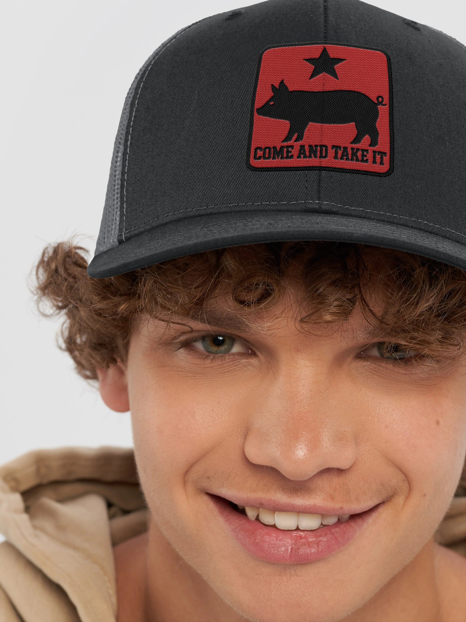 Gonzalez Flag Pig Hat (Black on Red) product image (8)