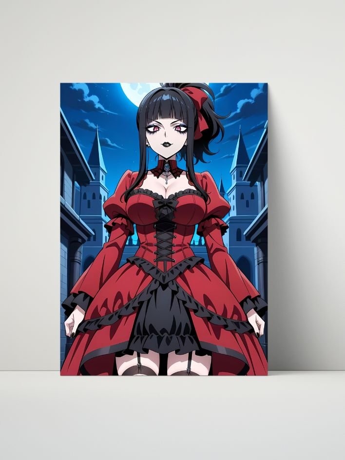 Metal Print - Luna Rain Original Character Gothic Red Dress - 8x10 product image (1)