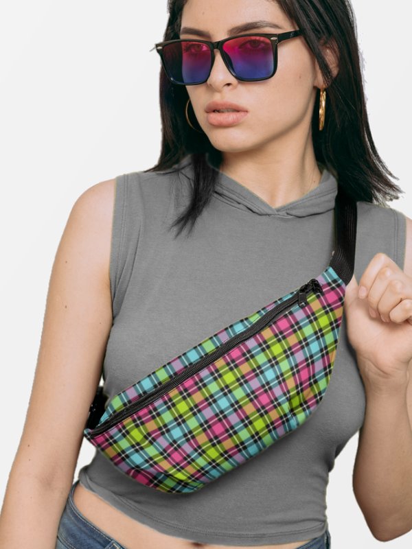 Neon Checkered Plaid Fanny Pack product image (1)