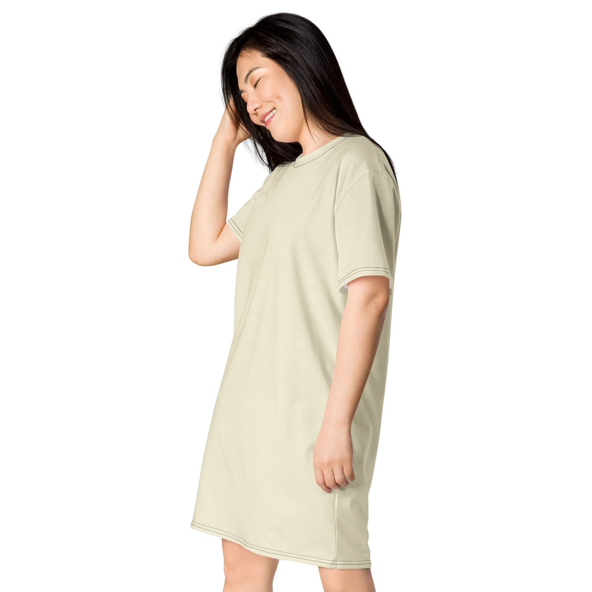 Apricot White Oversized T-Shirt Dress | Stretchy Fabric | Casual or Formal Style | Sizes 2XS-6XL | Exclusive Design product image (3)
