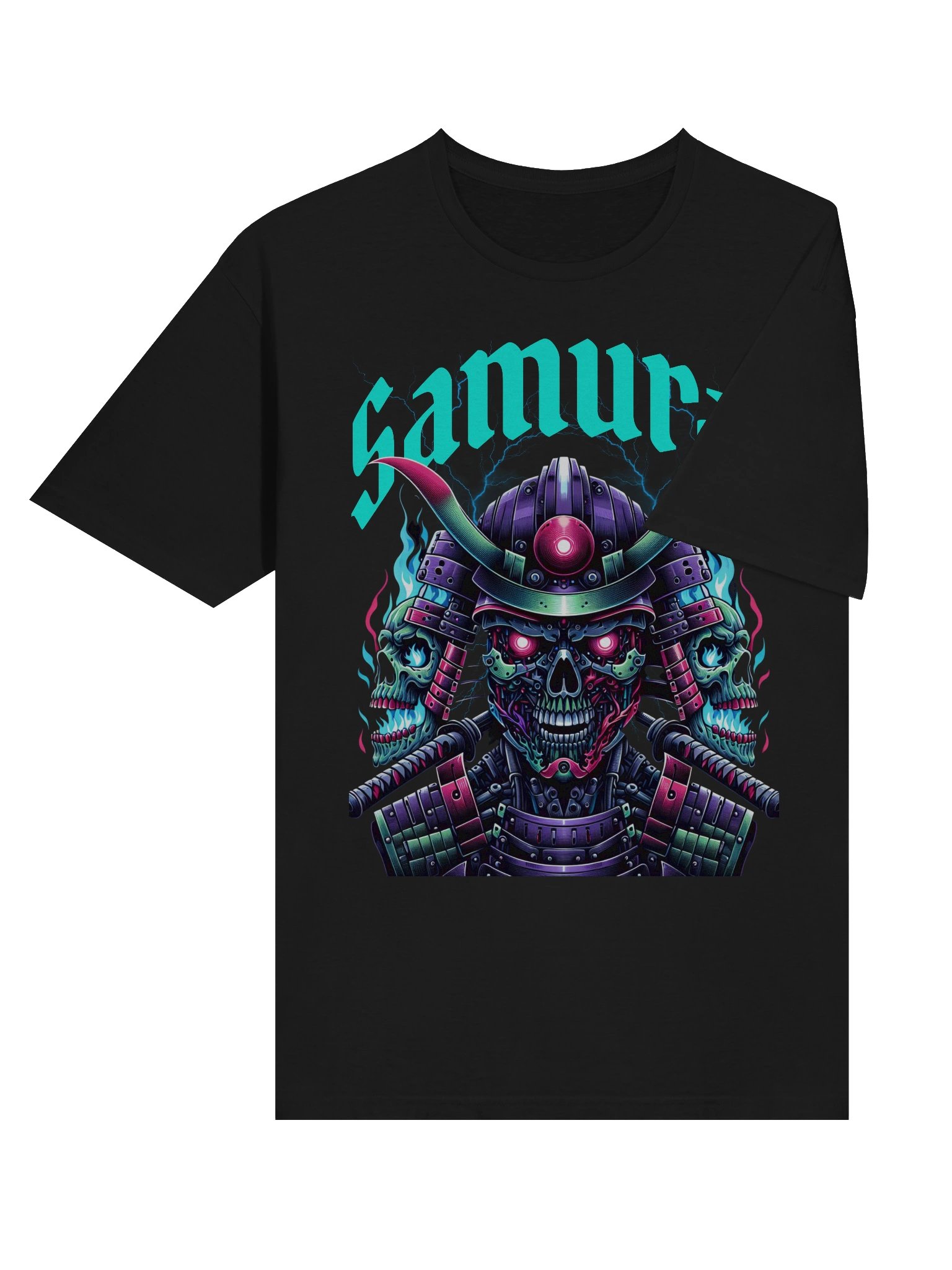 Samurai Skull Neon Warrior T-Shirt - Gildan Softstyle product image (4)