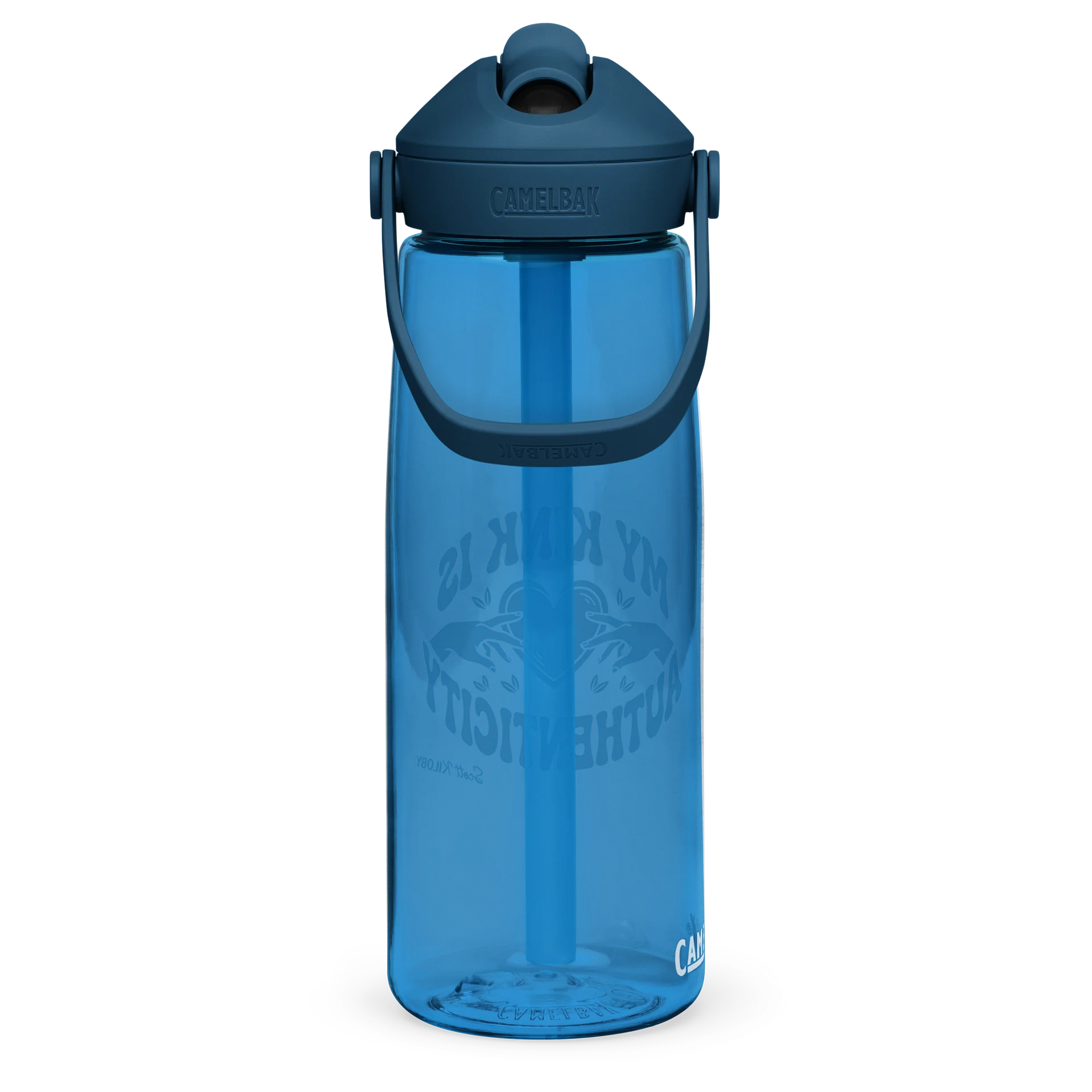 “My Kink Is Authenticity” Oxford Blue Flip Straw Water Bottle product image (4)