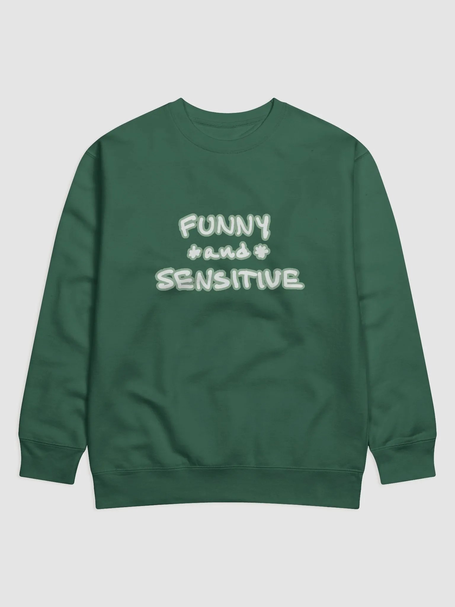 FUNNY *and* SENSITIVE (lined design, #96B697) Premium Cotton Crewneck product image (1)