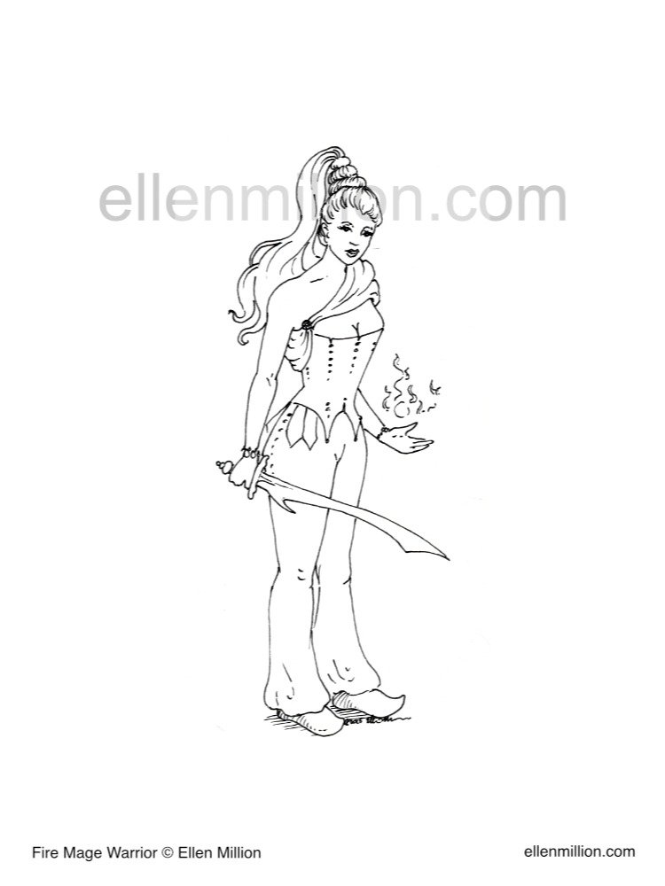 Fire Mage Warrior - Coloring Page product image (1)